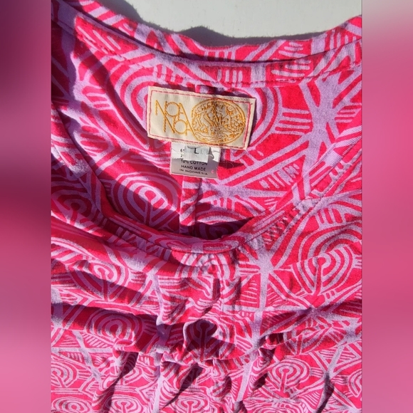 ❌️SOLD❌️ NOANOA Tunic Lily Top Pink Hawaiia Aloha Size L Quarter sleeve - Picture 3 of 8